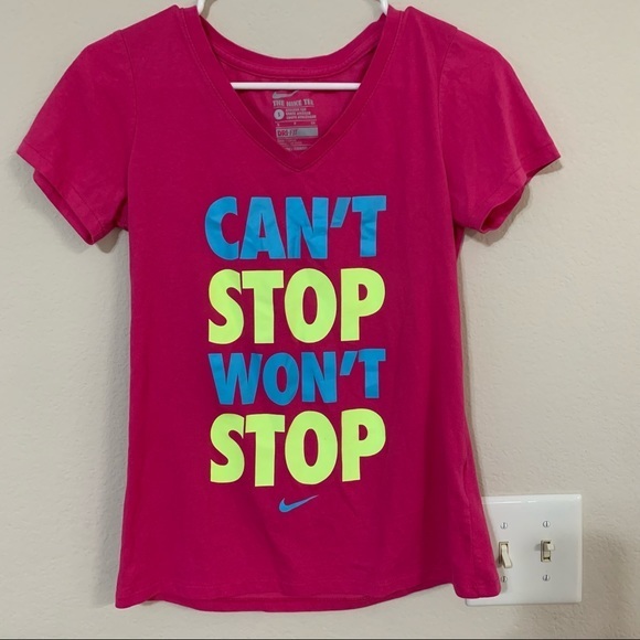 Neon Pink Nike Dri Fit V Neck Shirt Size Small - Picture 1 of 4